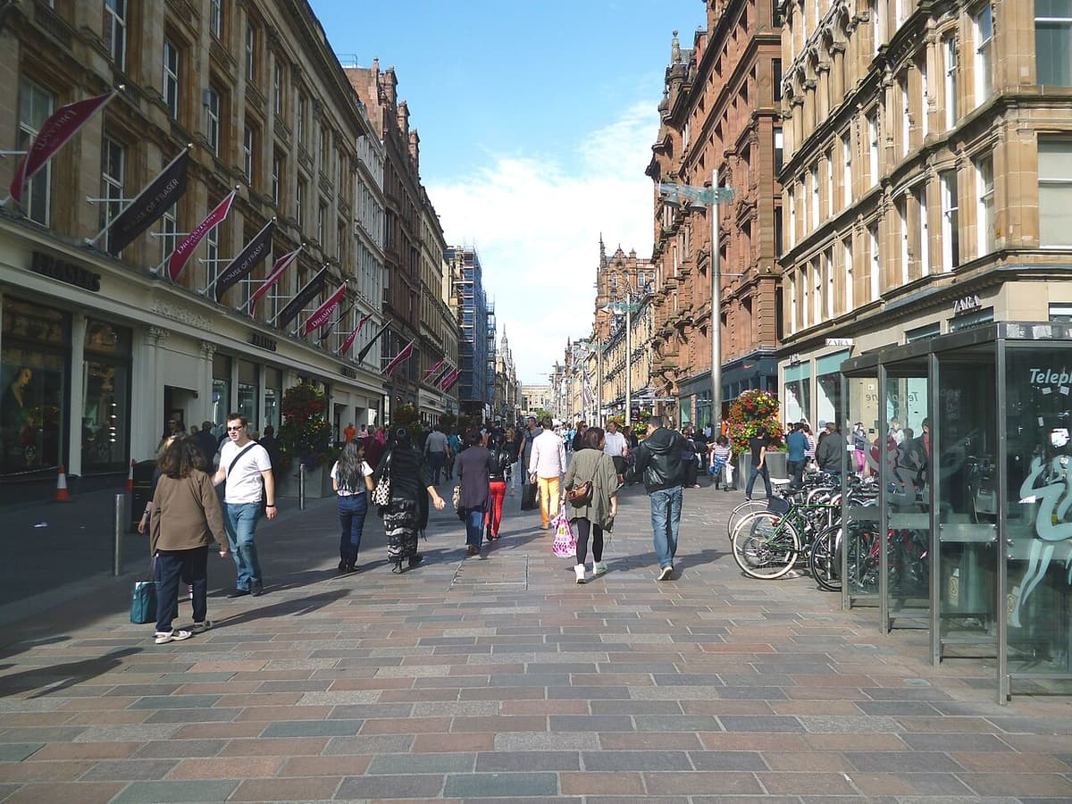 Shoppers on pedestrianised Buchanan Street in Glasgow