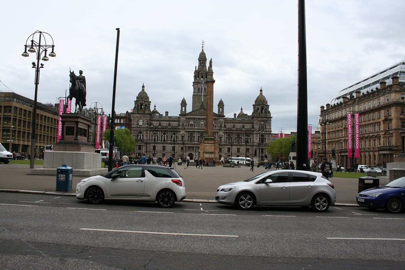 George Square in Glasgow with the City Chambers