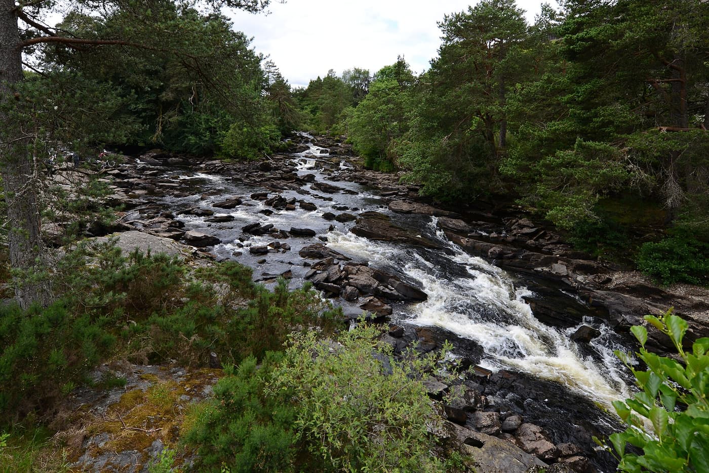 The Falls of Dochart tumbling over rocks at Killin