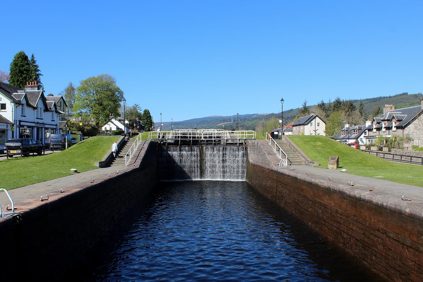 The flight of canal locks at Fort Augustus