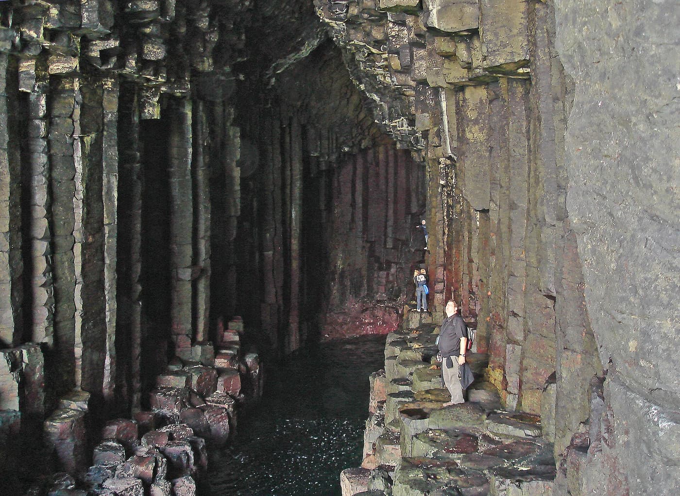 The dark basalt columns at the entrance to Fingal’s Cave on Staffa