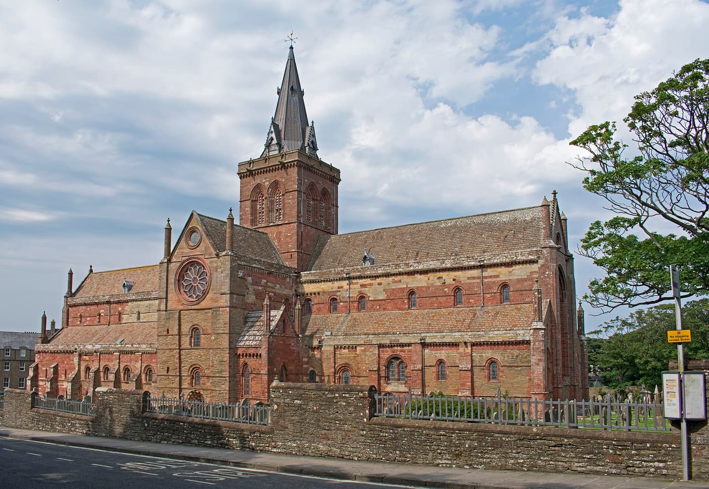 The red sandstone St Magnus Cathedral in Kirkwall