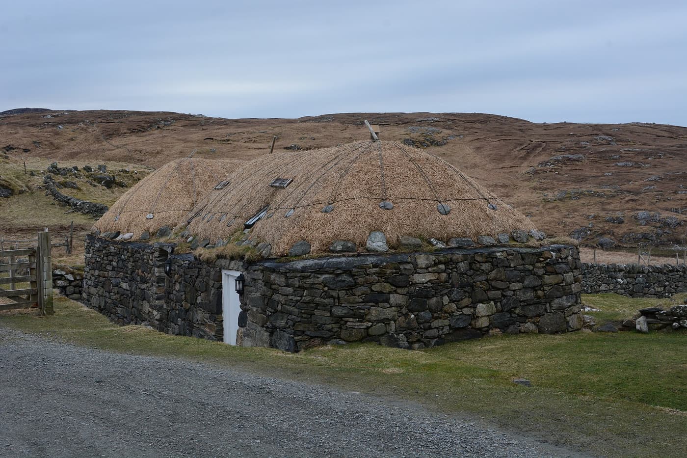 A thatched stone blackhouse at Gearrannan on the Isle of Lewis