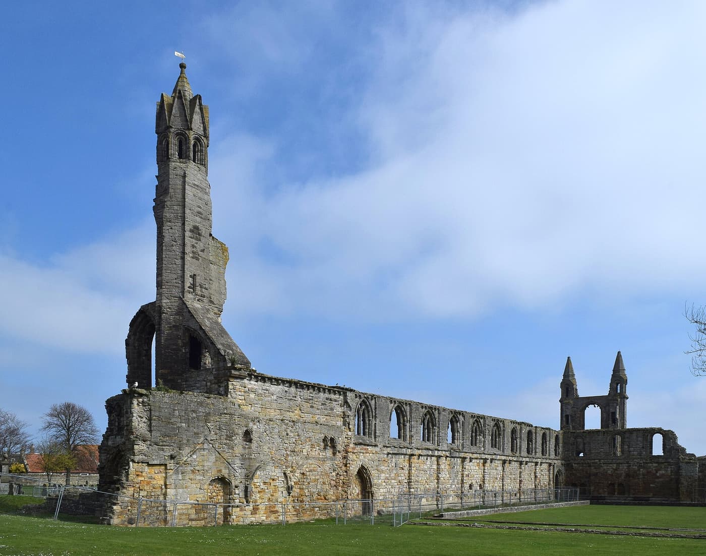 The ruined towers and nave wall of St Andrews Cathedral