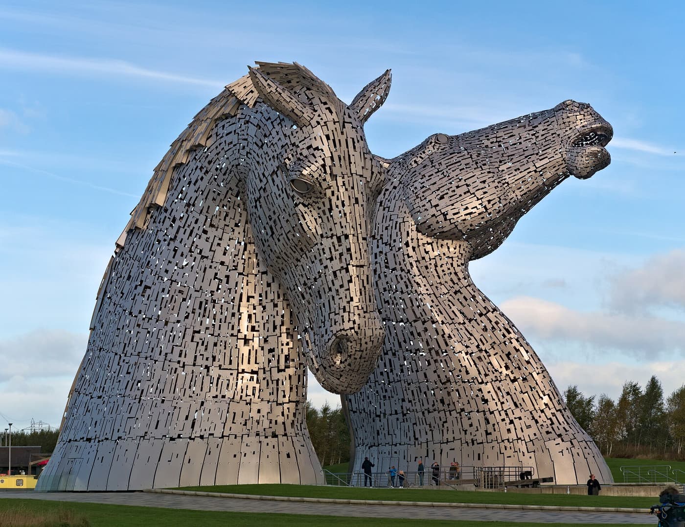 The Kelpies, two giant steel horse-head sculptures at Falkirk